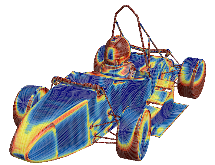Formula Student side wing and diffuser CFD visualization results