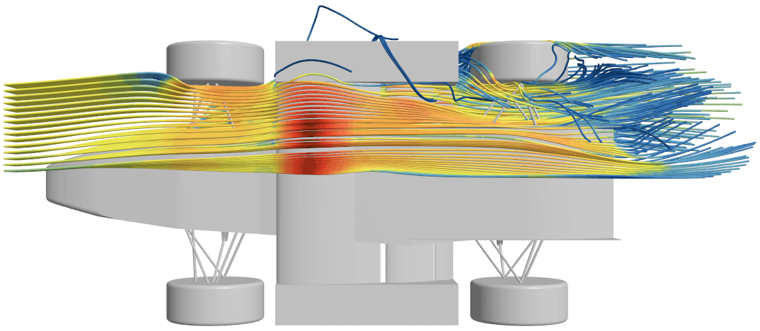 Formula Student side wing and diffuser CFD visualization results